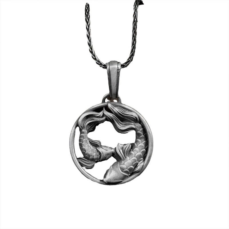 Buddha Stones Pure Tin Pisces Double Koi Fish Wealth Necklace Pendant Necklaces & Pendants BS 3