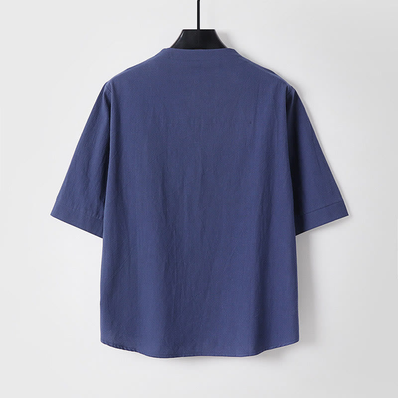 Chemise pour homme Foviel unie à manches trois-quarts et un bouton