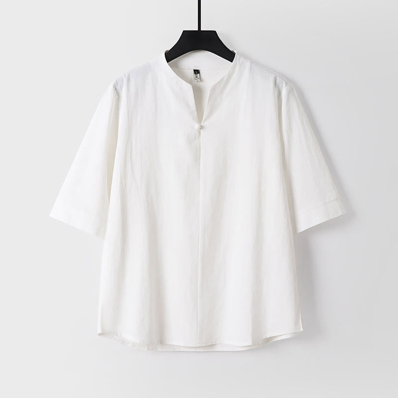 Chemise pour homme Foviel unie à manches trois-quarts et un bouton