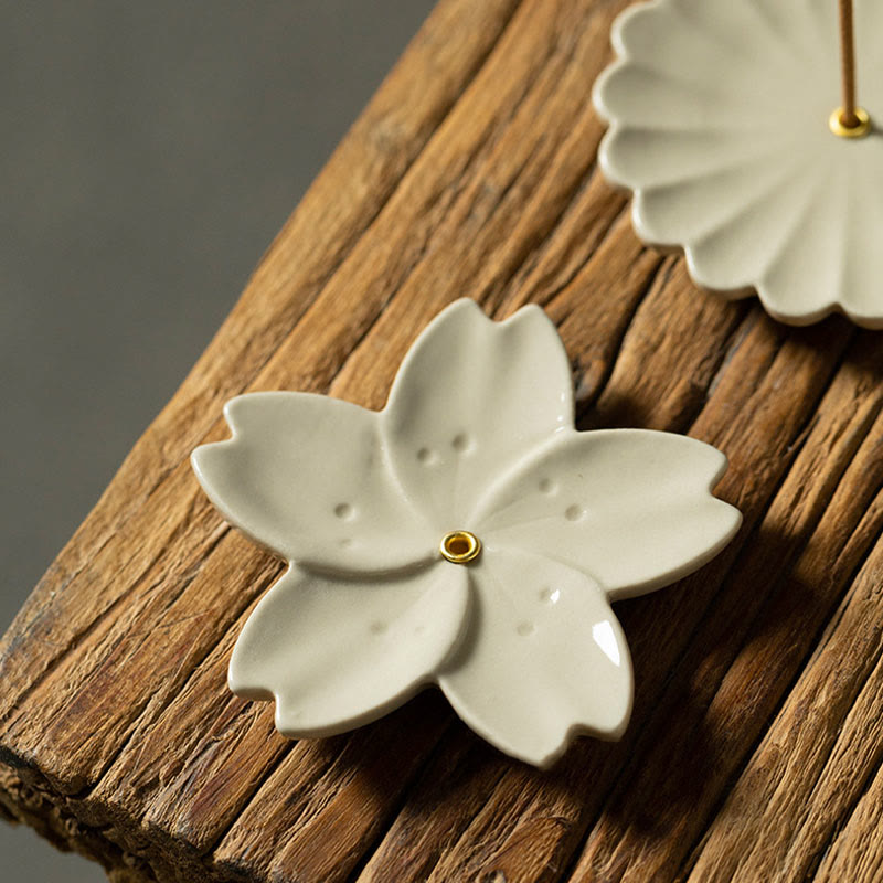 Buddha Stones Lotus Cherry Blossom Plum Blossom Chrysanthemum Healing Ceramic Incense Burner Decoration Incense Burner BS 2