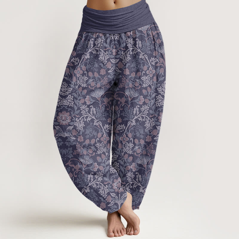 Buddha Stones Casual Flower Vine Leaves Pattern Women's Elastic Waist Harem Pants - Thistle - US22,UK/AU26,EU54 (6XL) - image 8