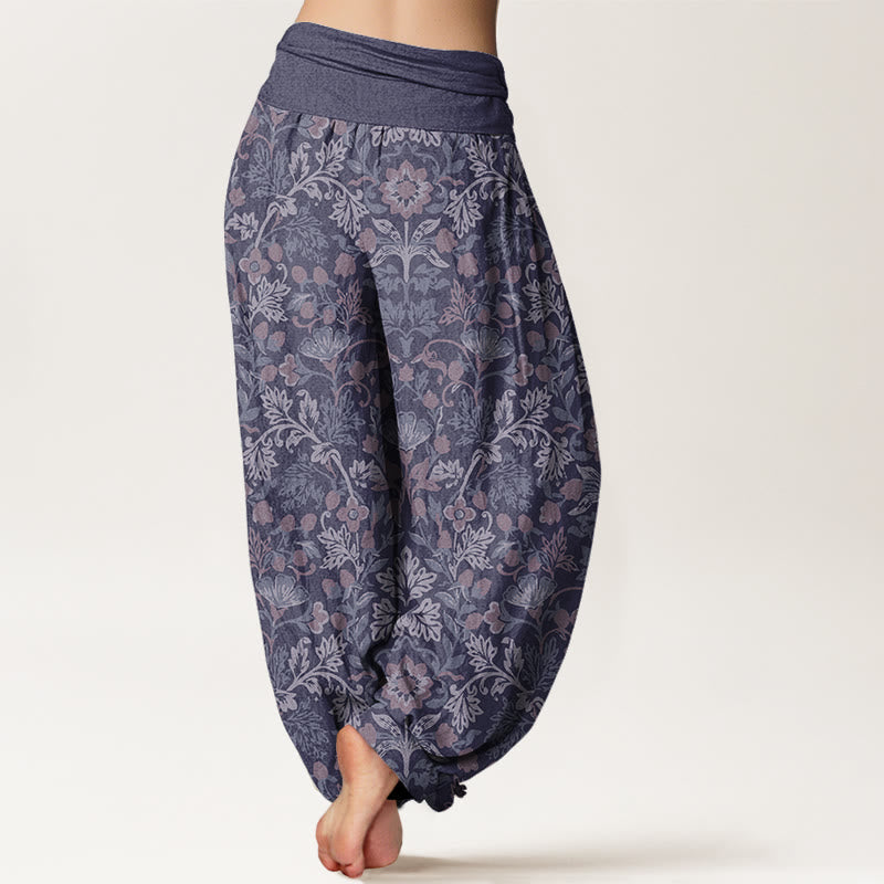 Buddha Stones Casual Flower Vine Leaves Pattern Women's Elastic Waist Harem Pants - image 10