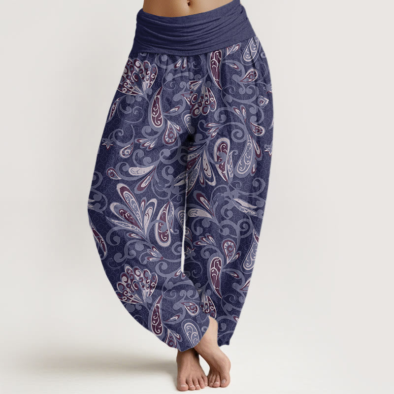 Buddha Stones Cotton Casual Flower Petals Design Women's Elastic Waist Harem Pants - SlateBlue - US22,UK/AU26,EU54 (6XL) - image 4