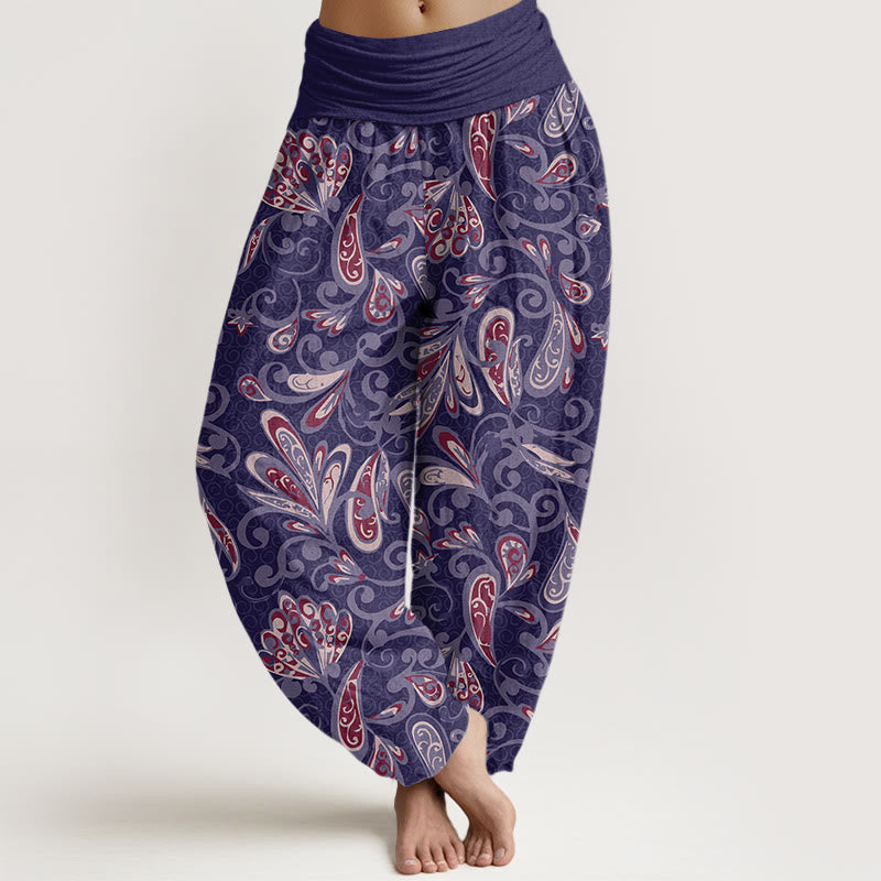 Buddha Stones Cotton Casual Flower Petals Design Women's Elastic Waist Harem Pants - MediumPurple - US22,UK/AU26,EU54 (6XL) - image 7
