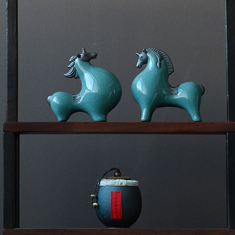 Décoration de maison Foviel, cheval en céramique tête haute/basse, symbole de succès et de liberté
