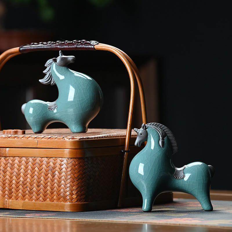 Décoration de maison Foviel, cheval en céramique tête haute/basse, symbole de succès et de liberté