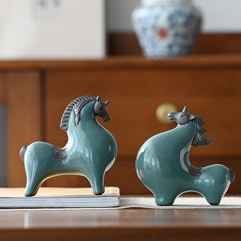Décoration de maison Foviel, cheval en céramique tête haute/basse, symbole de succès et de liberté