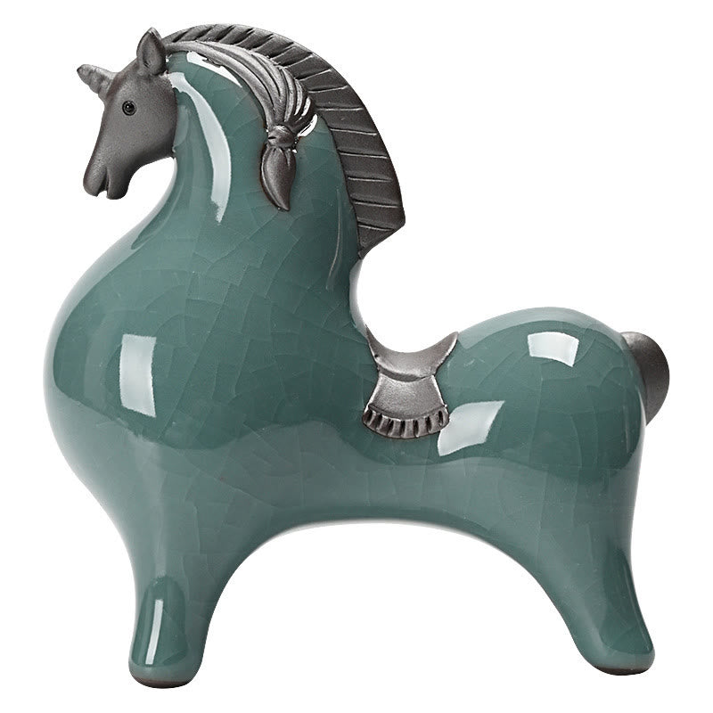 Décoration de maison Foviel, cheval en céramique tête haute/basse, symbole de succès et de liberté