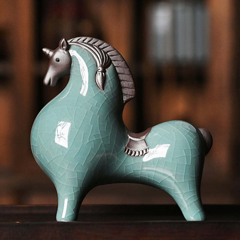 Décoration de maison Foviel, cheval en céramique tête haute/basse, symbole de succès et de liberté