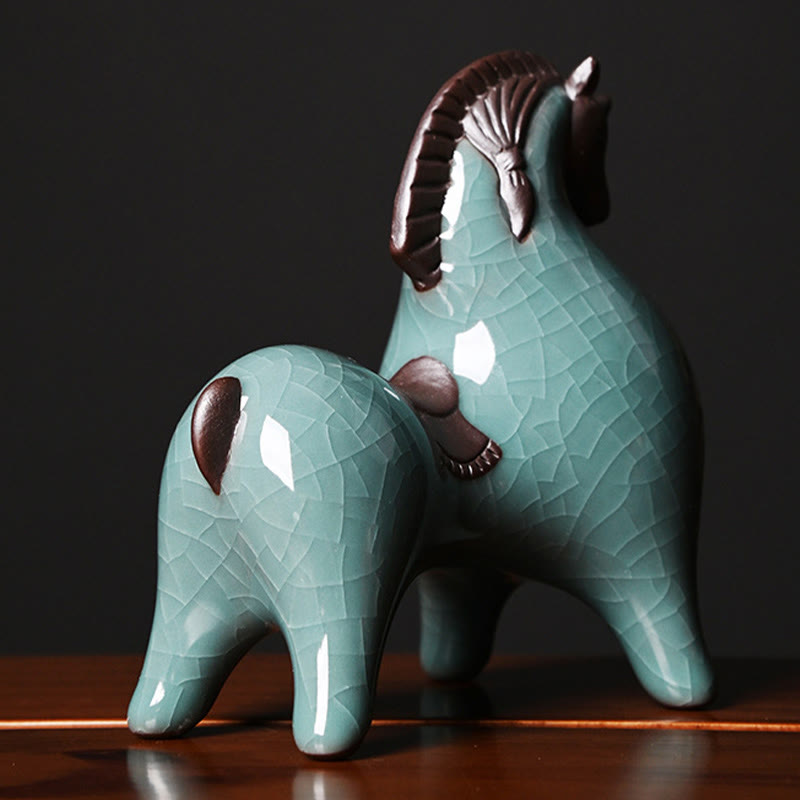 Décoration de maison Foviel, cheval en céramique tête haute/basse, symbole de succès et de liberté