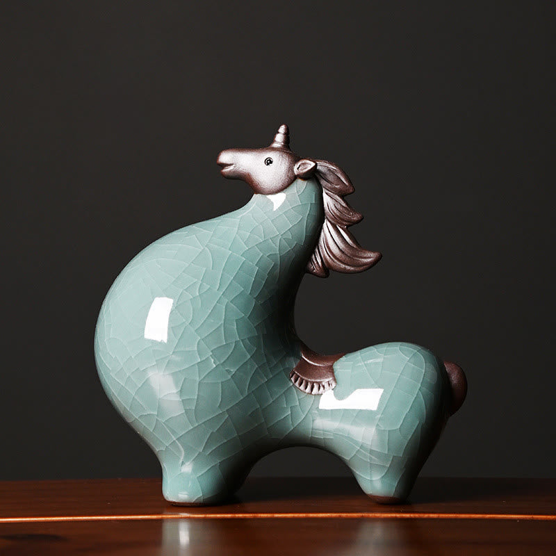 Décoration de maison Foviel, cheval en céramique tête haute/basse, symbole de succès et de liberté