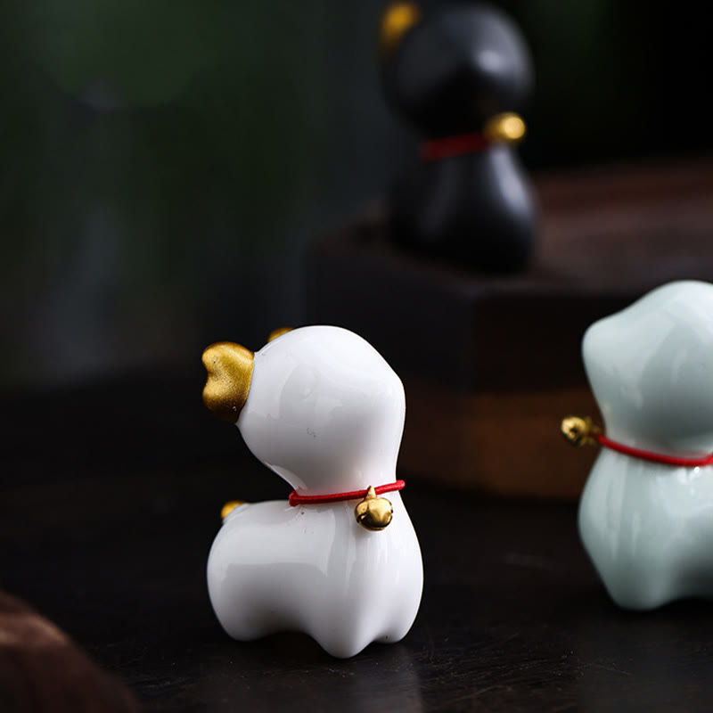 Buddha Stones Mini Deer Tea Pet Ceramic Home Desk Figurine Decoration Decorations BS 6