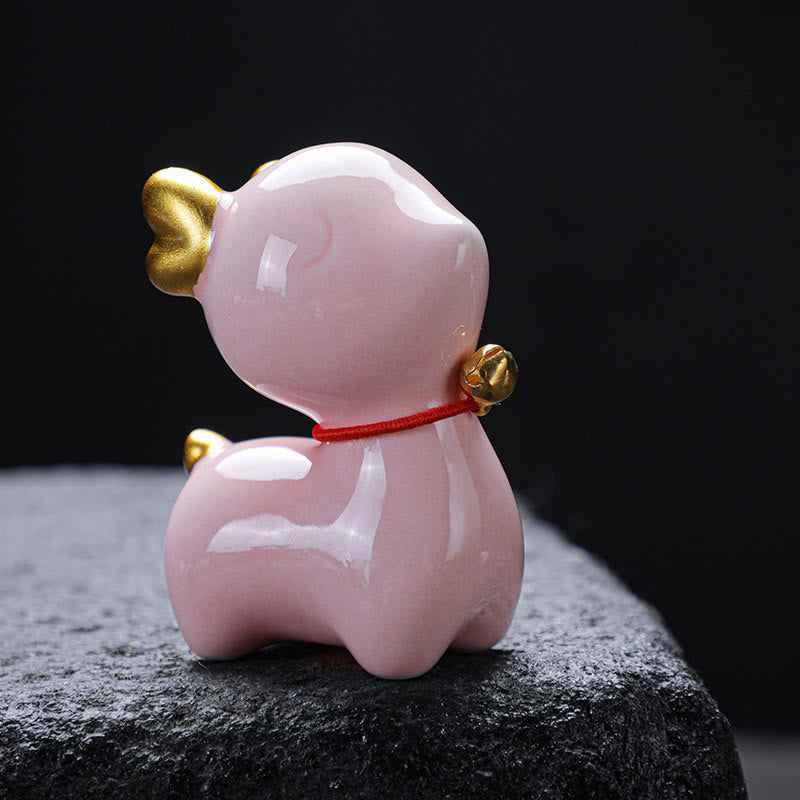 Buddha Stones Mini Deer Tea Pet Ceramic Home Desk Figurine Decoration Decorations BS 21
