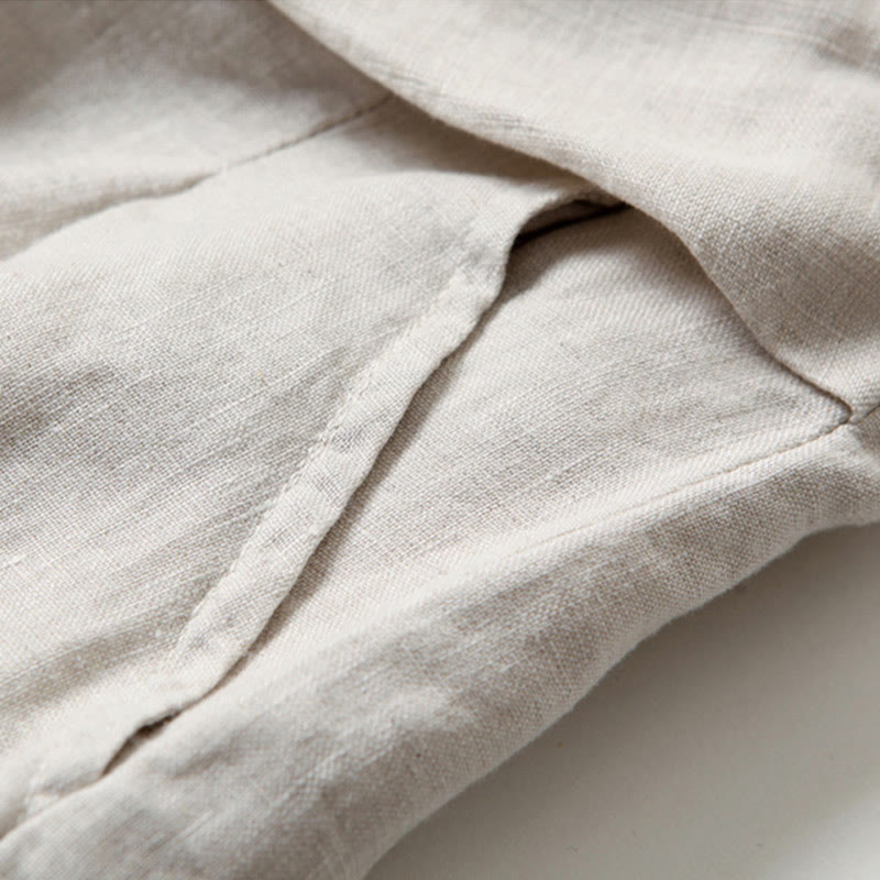 Buddha Stones Plain Color Cotton Linen High Waist Wide Leg Pants With Pockets - image 16
