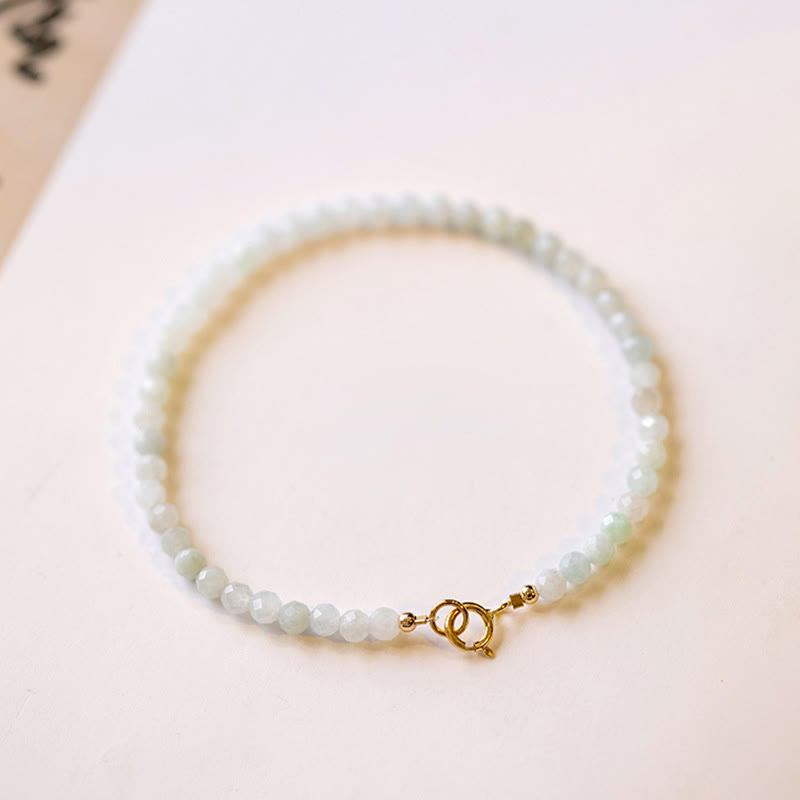 Foviel 2mm Jade Ultra-dünne Perlen 14k Gold überzogen Kupfer Glück Armband