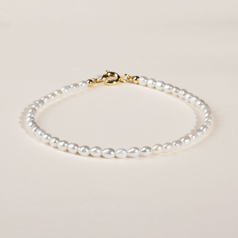Bracelet de sagesse Foviel en perles naturelles ultra-fines de 2 mm, en cuivre plaqué or 14 carats