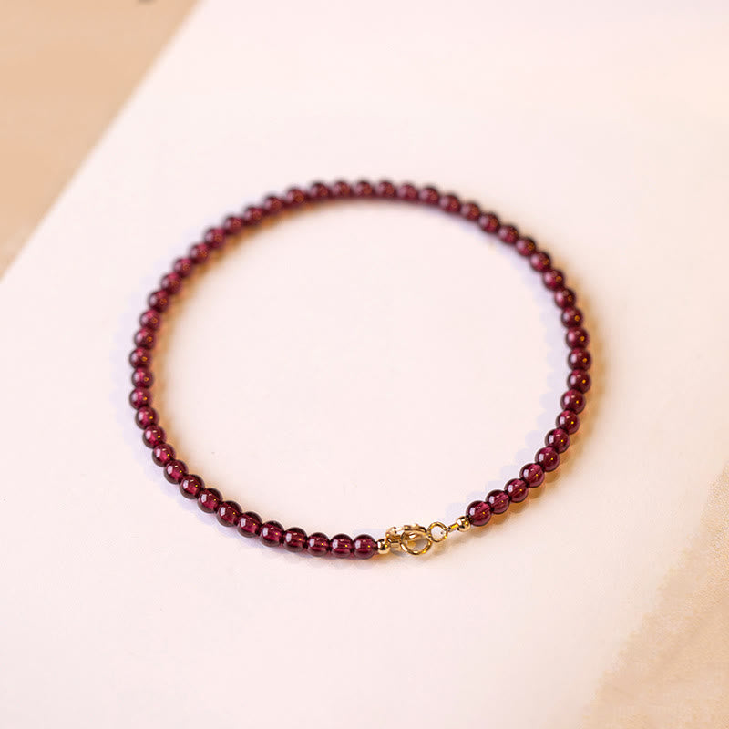 Foviel 3mm Natural Small Garnet Ultra-Thin Beads Protection Bracelet