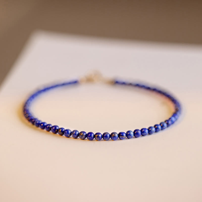 Buddha Stones Small Lazurite Ultra-Thin Beads Balance Bracelet - 2.5mm Round Beads - 16cm - image 10