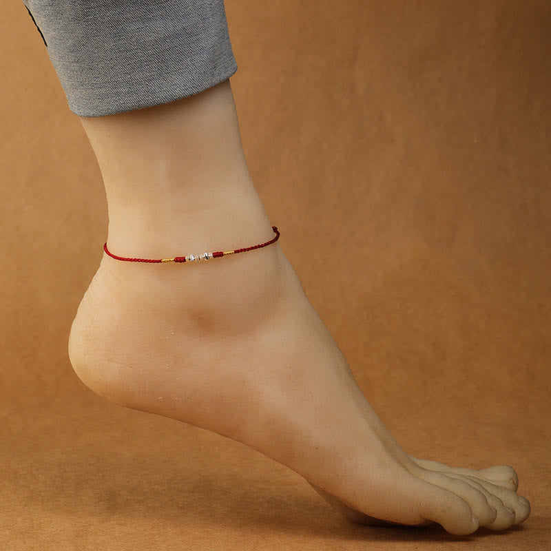 Buddha Stones 925 Sterling Silver String Protection Luck Ultra-Thin Braided Bracelet Anklet - image 10
