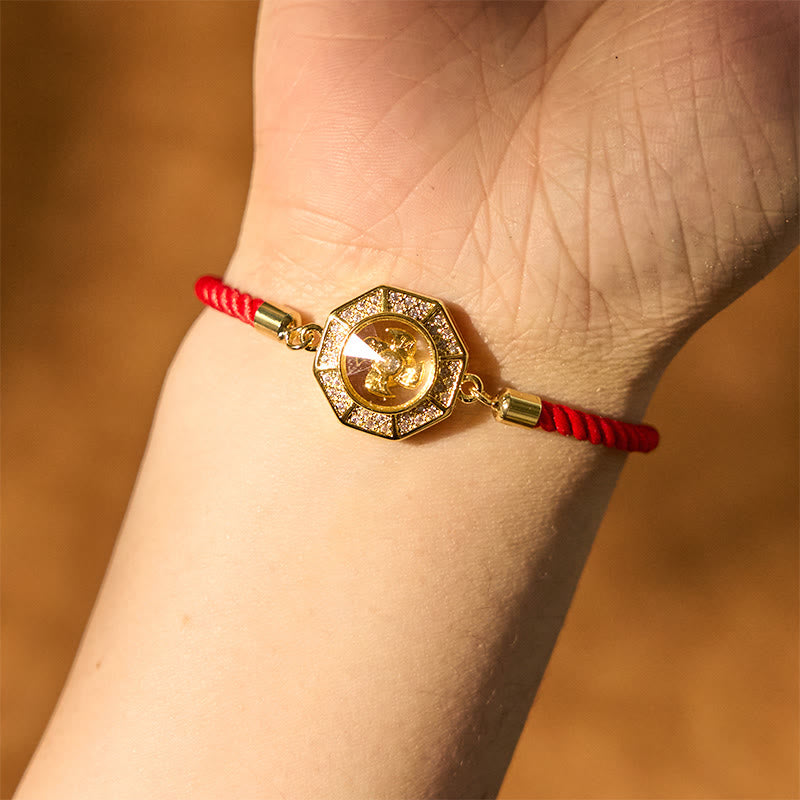 Buddha Stones Copper Brass Rotatable Windmill Feng Sheng Shui Qi Red String Faith Braided Bracelet - image 4