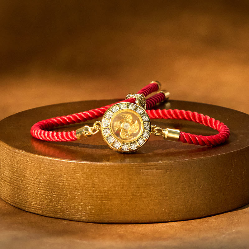 Buddha Stones Copper Brass Feng Sheng Shui Qi Rotatable Windmill Red String Faith Braided Bracelet - Copper Brass Red String Windmill(Adjustable) - image 0