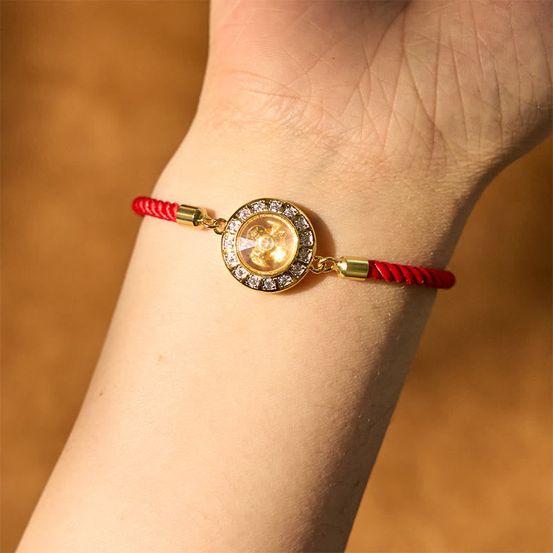 Buddha Stones Copper Brass Feng Sheng Shui Qi Rotatable Windmill Red String Faith Braided Bracelet - image 4