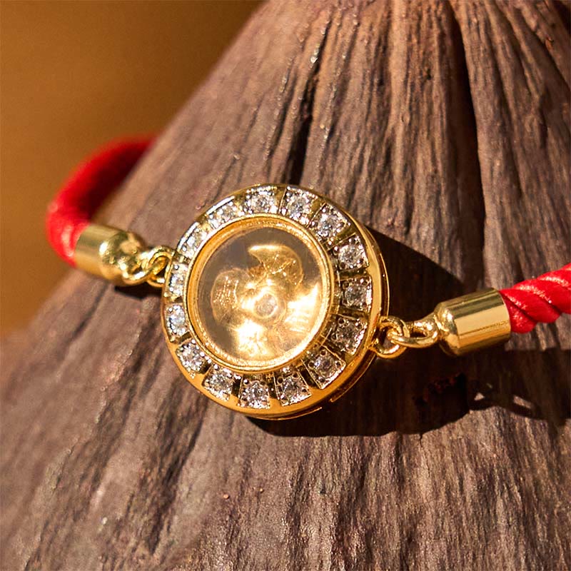 Buddha Stones Copper Brass Feng Sheng Shui Qi Rotatable Windmill Red String Faith Braided Bracelet - image 3