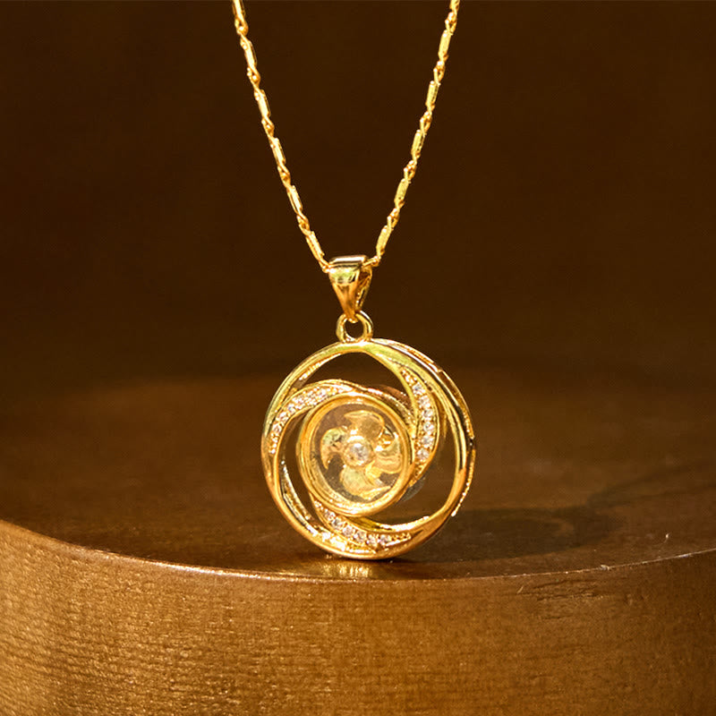 Pendentif de collier chanceux en forme de moulinet rotatif, en cuivre doré Foviel
