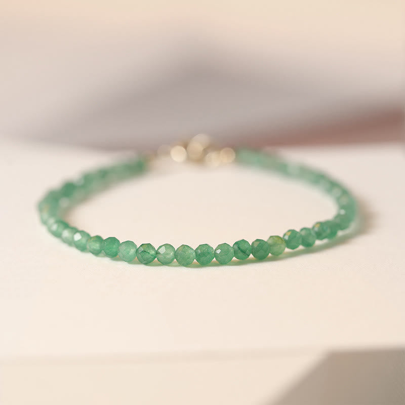 Foviel 3mm Small Green Aventurine Ultra-Thin Beads Luck Bracelet