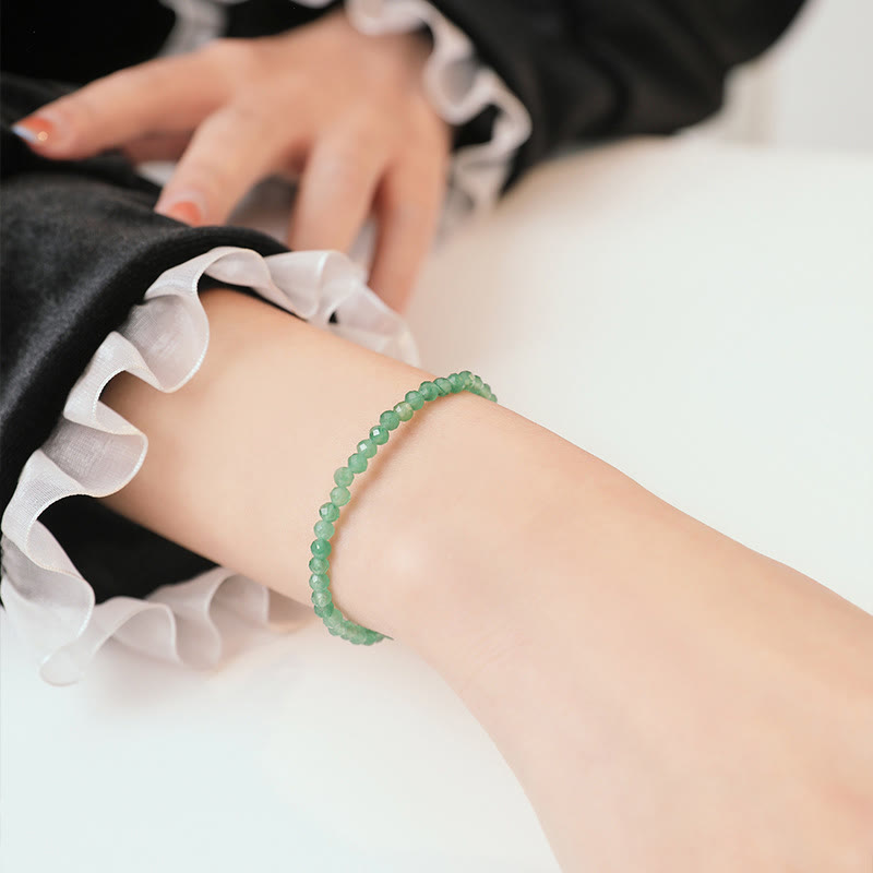 Foviel 3mm Small Green Aventurine Ultra-Thin Beads Luck Bracelet