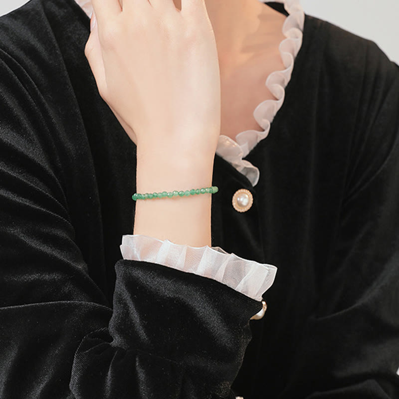 Foviel 3mm Small Green Aventurine Ultra-Thin Beads Luck Bracelet