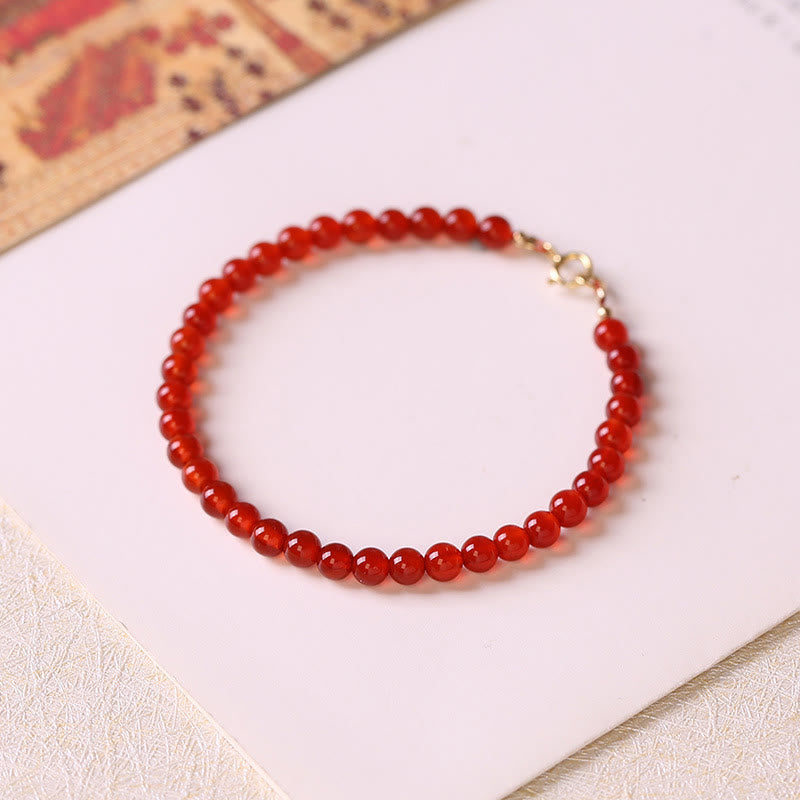 Foviel Small Red Agate Ultra-thin Beads Calm Bracelet