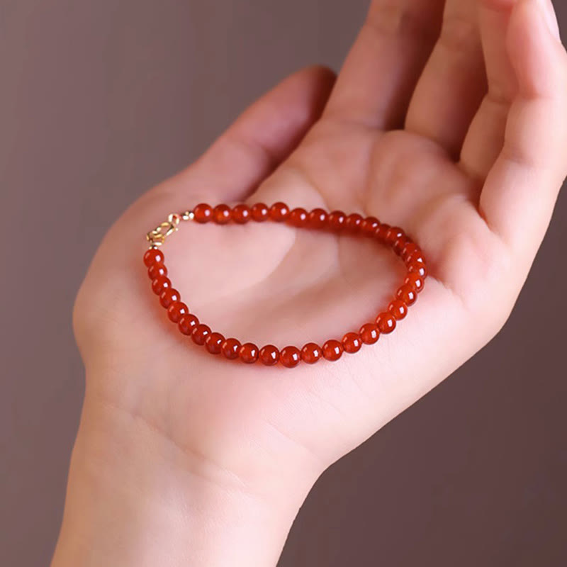 Foviel Small Red Agate Ultra-thin Beads Calm Bracelet