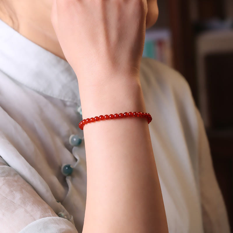 Foviel Small Red Agate Ultra-thin Beads Calm Bracelet