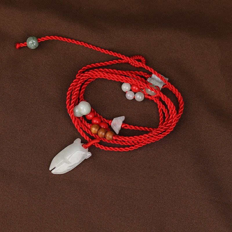 Foviel Chinesisch Zodiac Pfirsich Holz Segnen rote Schnur Belly Kette