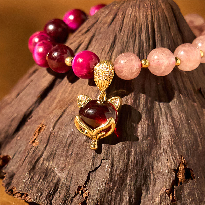 Foviel Natural Strawberry Quartz Pixiu Love Bracelet