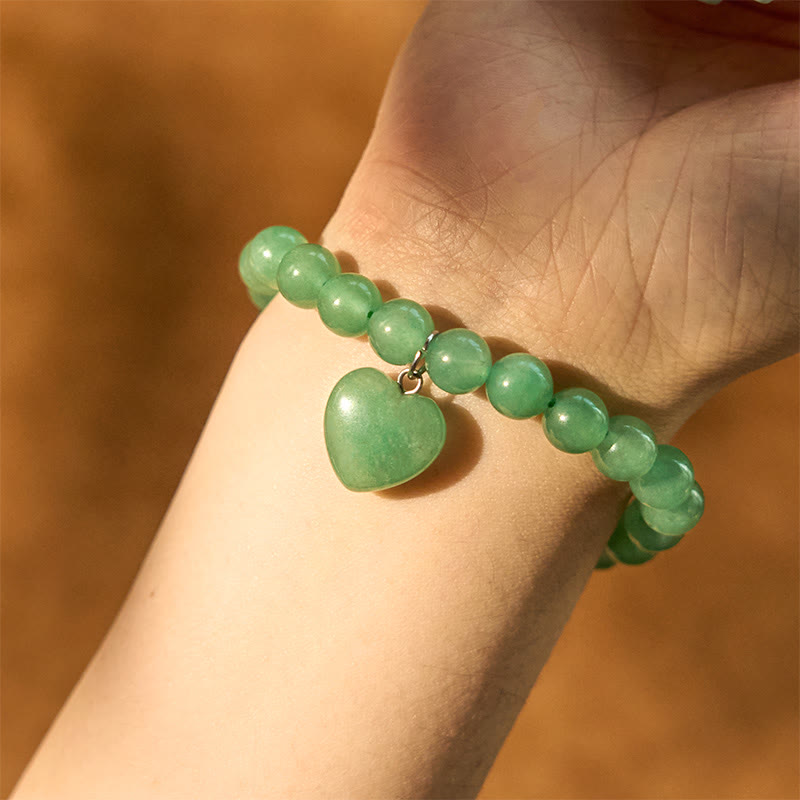 Foviel Various Crystal Green Aventurine Love Heart Balance Bracelet