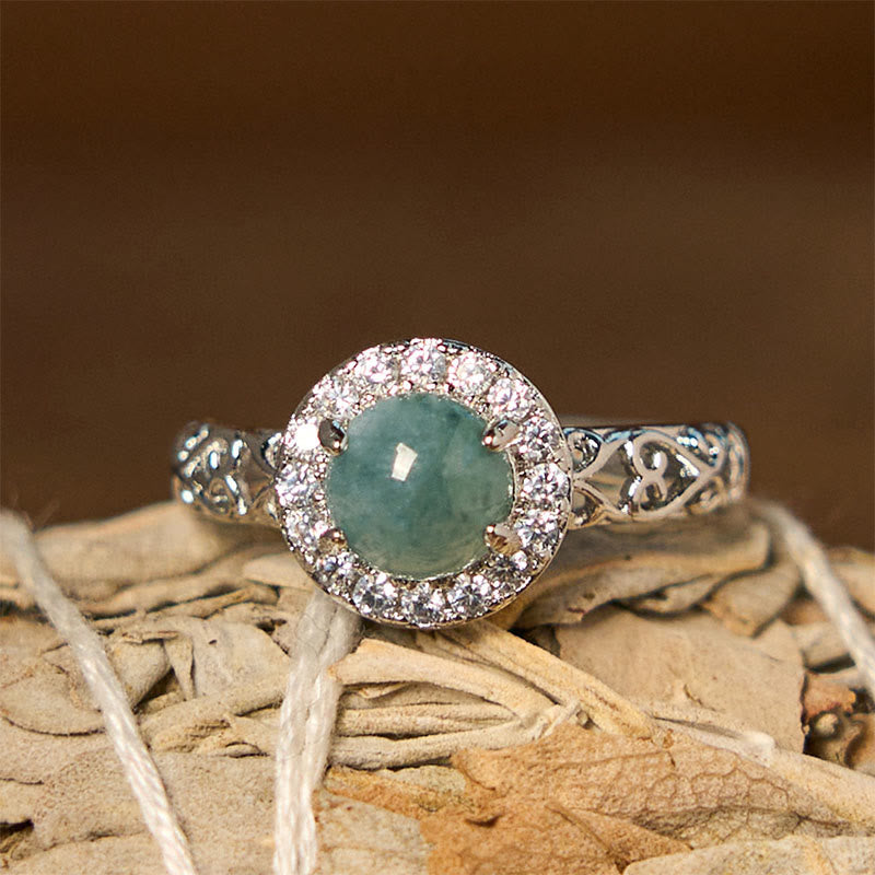 Foviel Natürliche Hetian-Jade Ei Ruyi Stick Muster Glück Ring