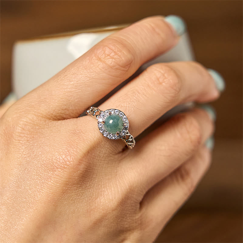 Foviel Natürliche Hetian-Jade Ei Ruyi Stick Muster Glück Ring