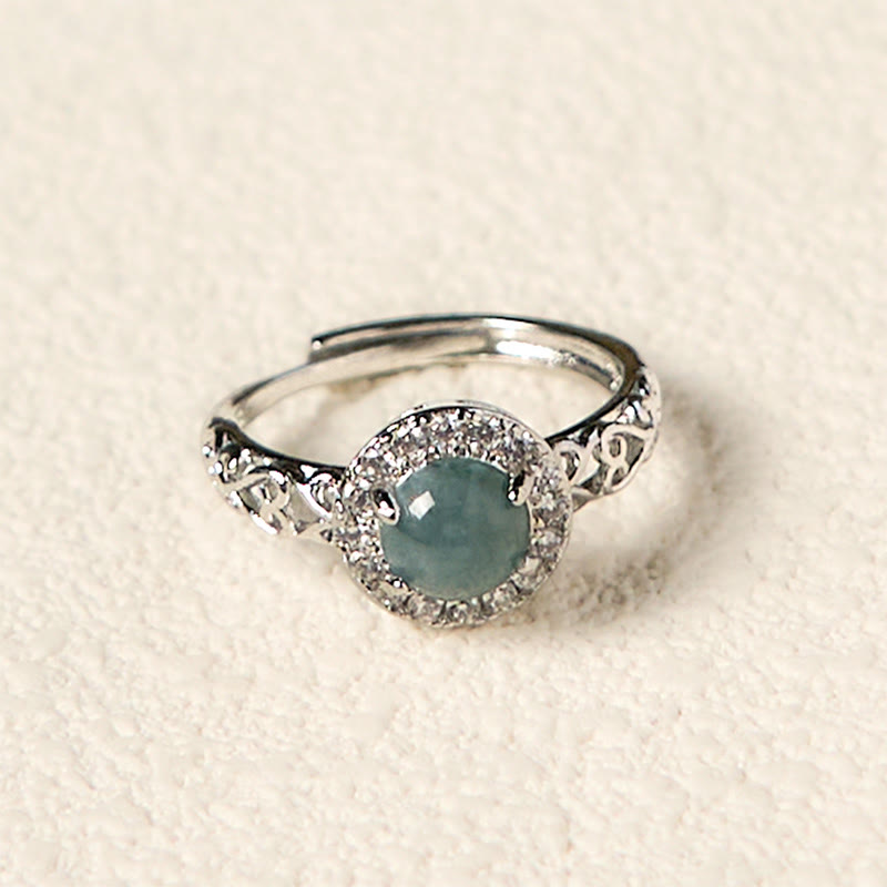 Foviel Natürliche Hetian-Jade Ei Ruyi Stick Muster Glück Ring