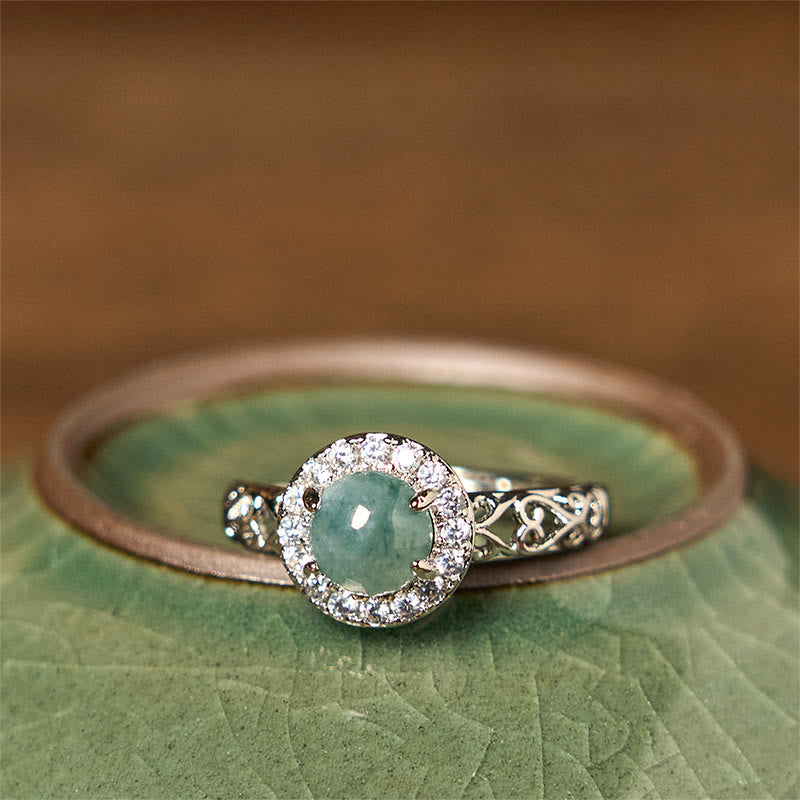 Foviel Natürliche Hetian-Jade Ei Ruyi Stick Muster Glück Ring