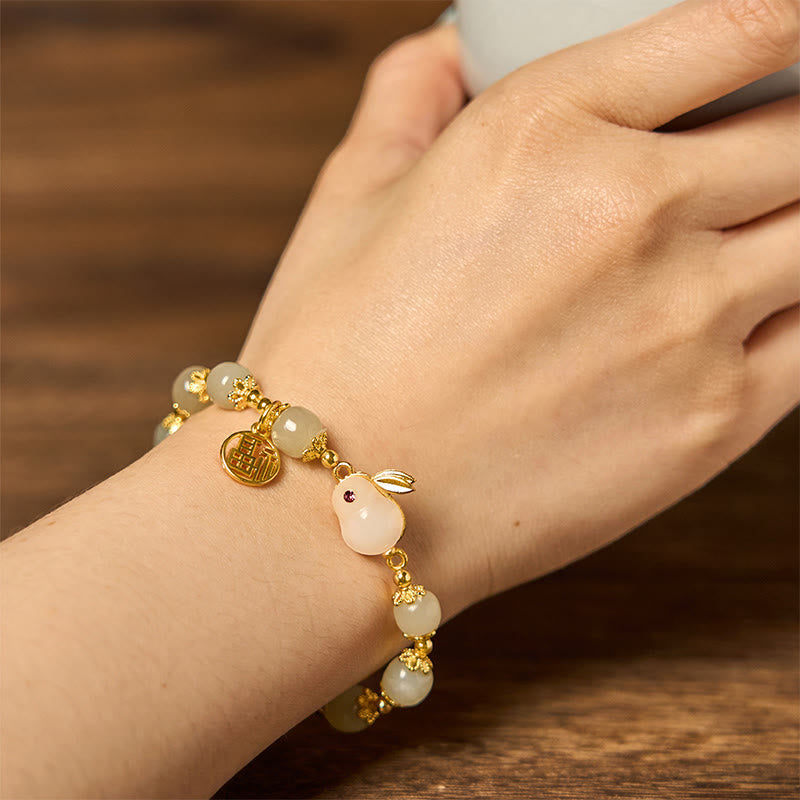 Foviel Natural Hetian Jade Fu Character Fu Brand Rabbit Abundance Bracelet