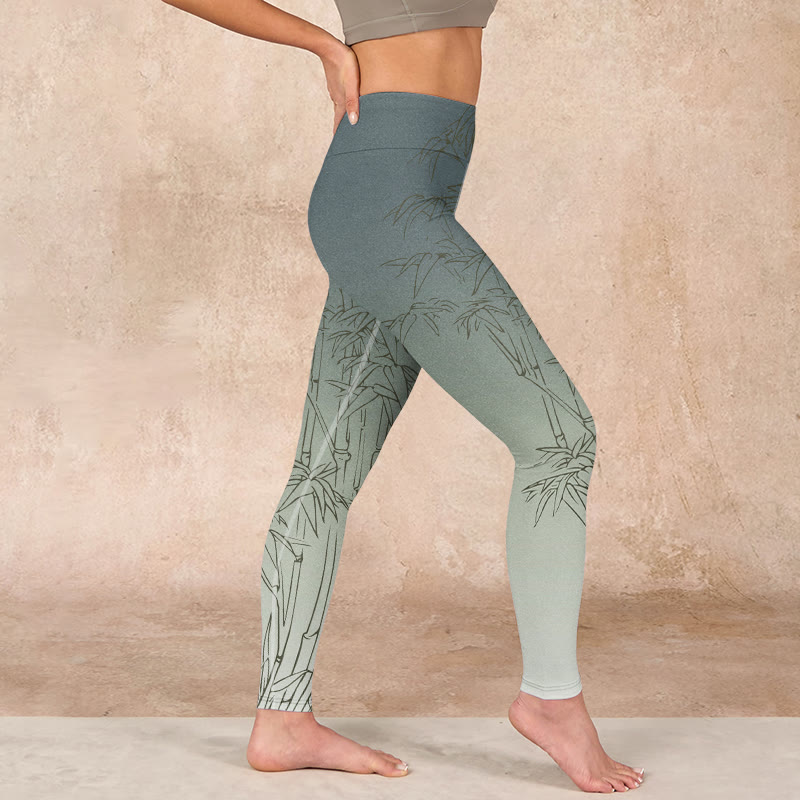 Buddha Stones Bamboo Leaves Sketch Print Sports Leggings Women's Yoga Pants - image 17