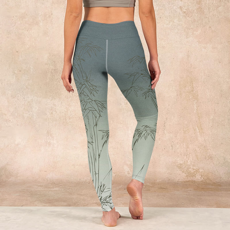 Buddha Stones Bamboo Leaves Sketch Print Sports Leggings Women's Yoga Pants - image 15