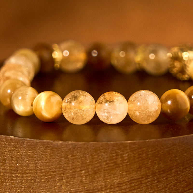 Bracelet de générosité Foviel en citrine, œil-de-tigre et agate rouge