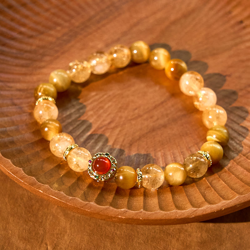 Foviel Citrin Tigerauge Rot Achat Großzügigkeit Armband