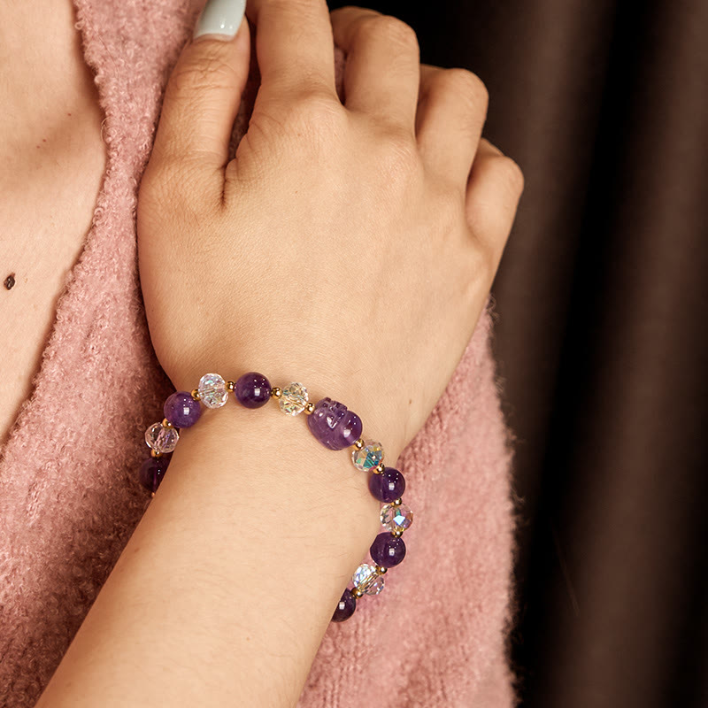 Foviel Natürliche Amethyst Pixiu Kristall Balance Armband