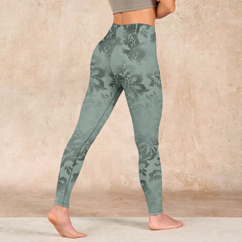 Buddha Stones Casual Flower Leaves Print Gym Fitness Leggings Women's Yoga Pants - image 5