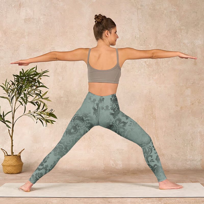 Buddha Stones Casual Flower Leaves Print Gym Fitness Leggings Women's Yoga Pants - image 11