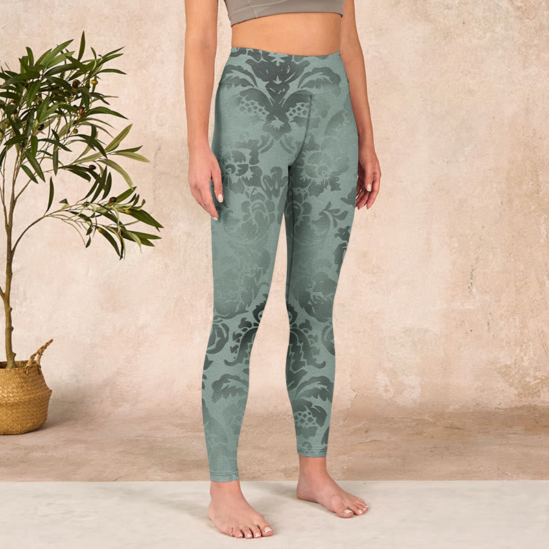 Buddha Stones Casual Flower Leaves Print Gym Fitness Leggings Women's Yoga Pants - image 4